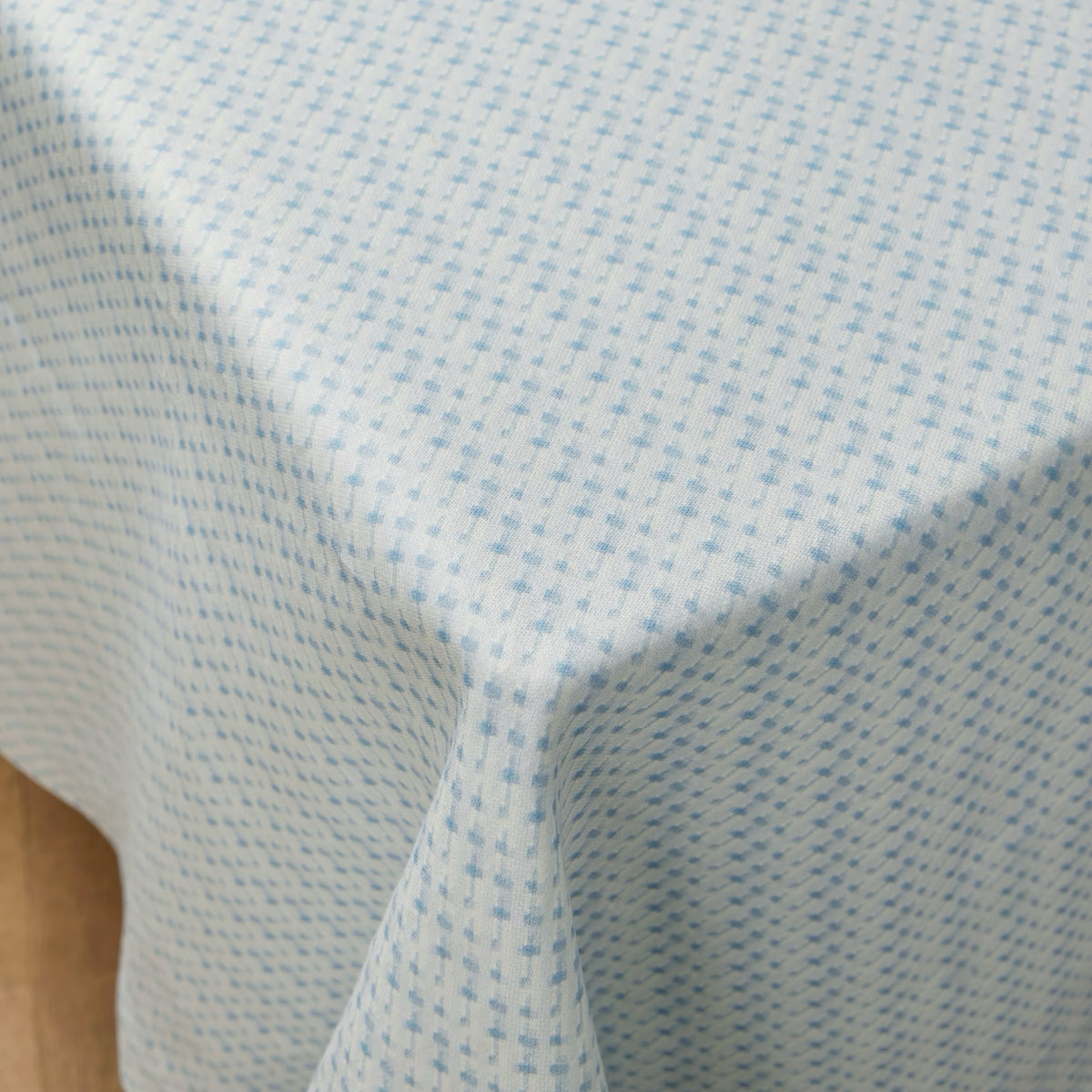 Closeup of Sferra Abruzzo Table Cloth in Blue