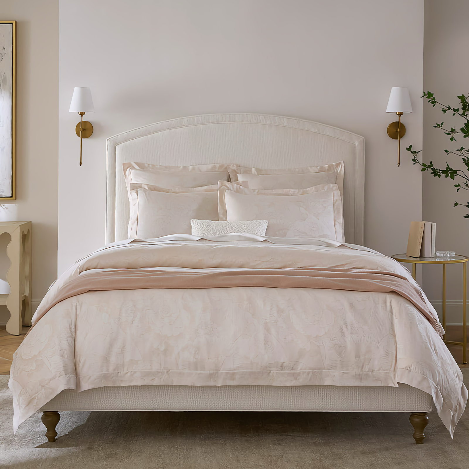 Front of Sferra Adrina Duvet Cover and Shams in Cameo