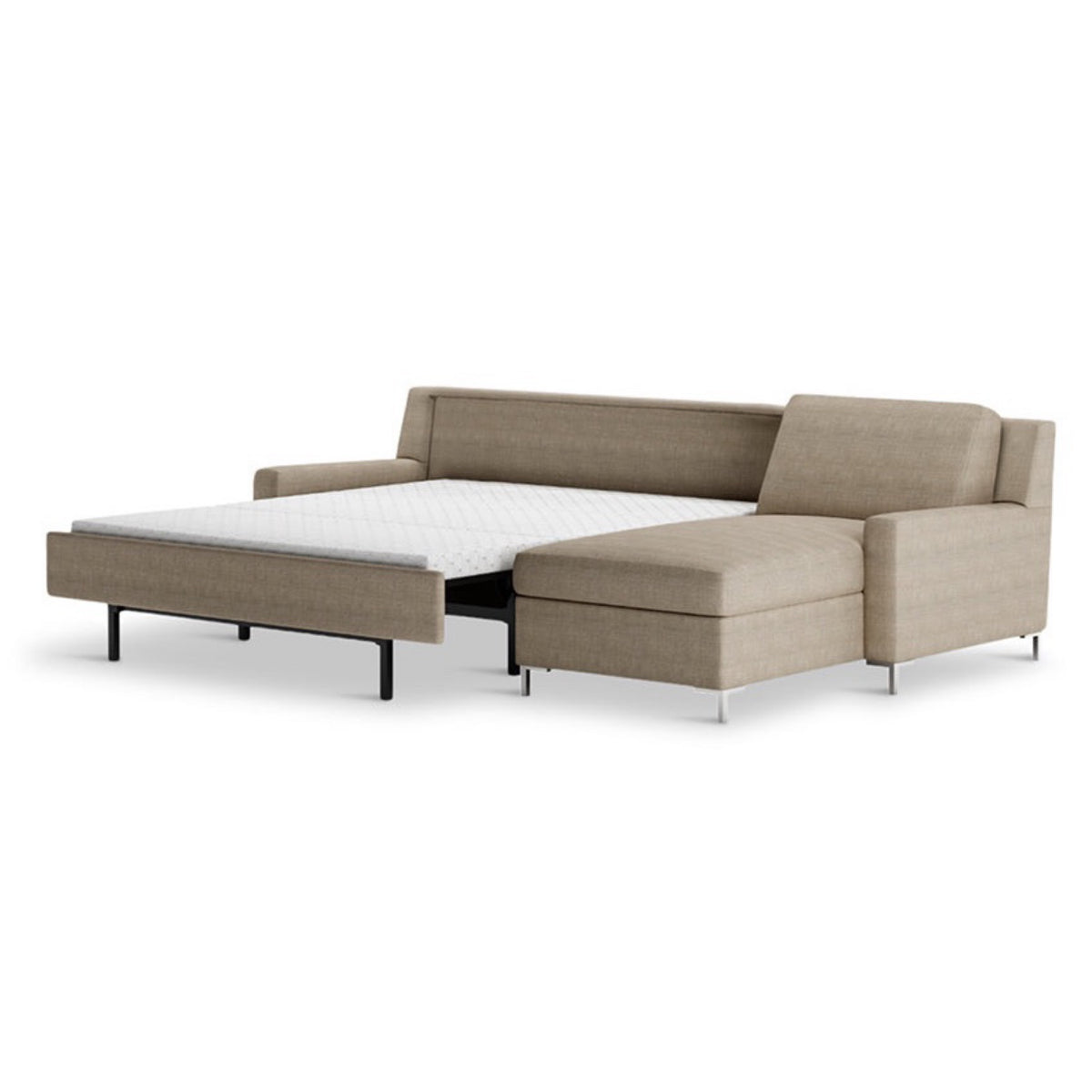 A beige American Leather Comfort Sleep Sofa model