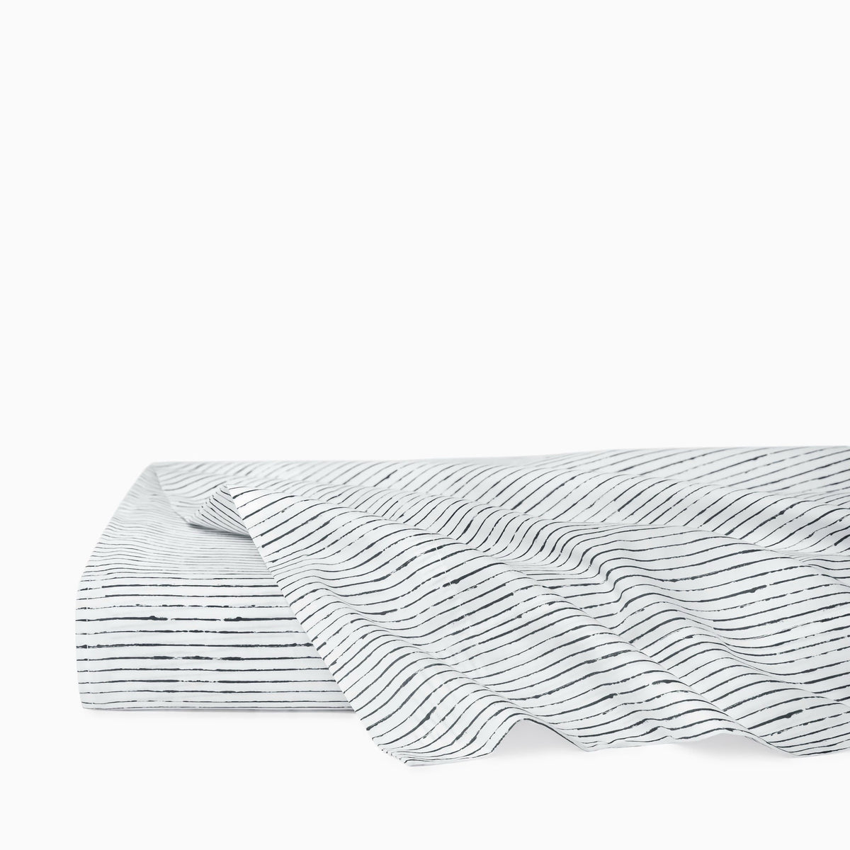 Folded Flat Sheet of White and Black Sferra Arzano Bedding