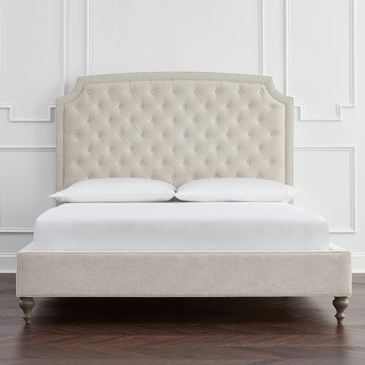 Headboard and Rails of Sferra Ashville Upholstered Bed with Mattress