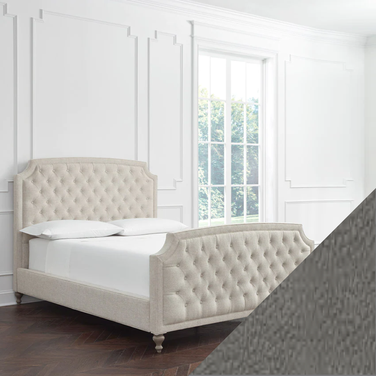 Full Sferra Ashville Upholstered Bed with Ash Swatch