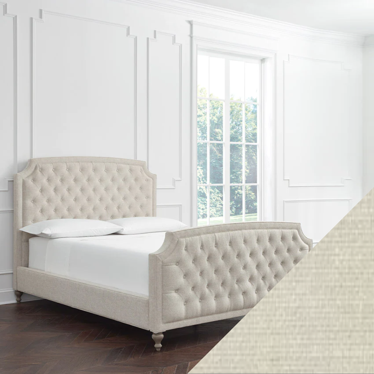 Full Sferra Ashville Upholstered Bed with Ivory Swatch