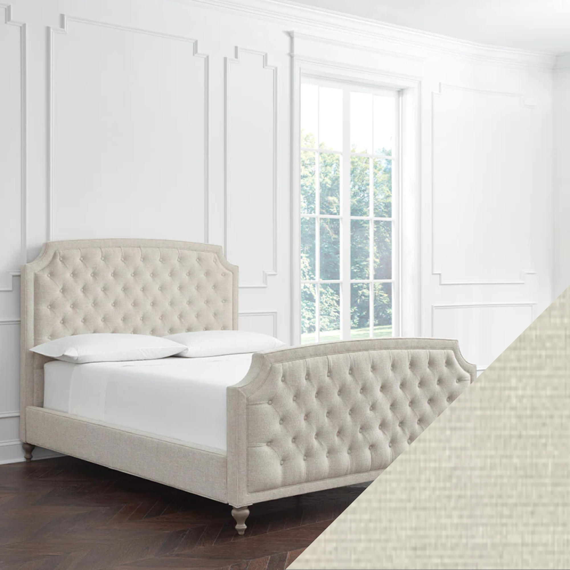 Full Sferra Ashville Upholstered Bed with Ivory Swatch