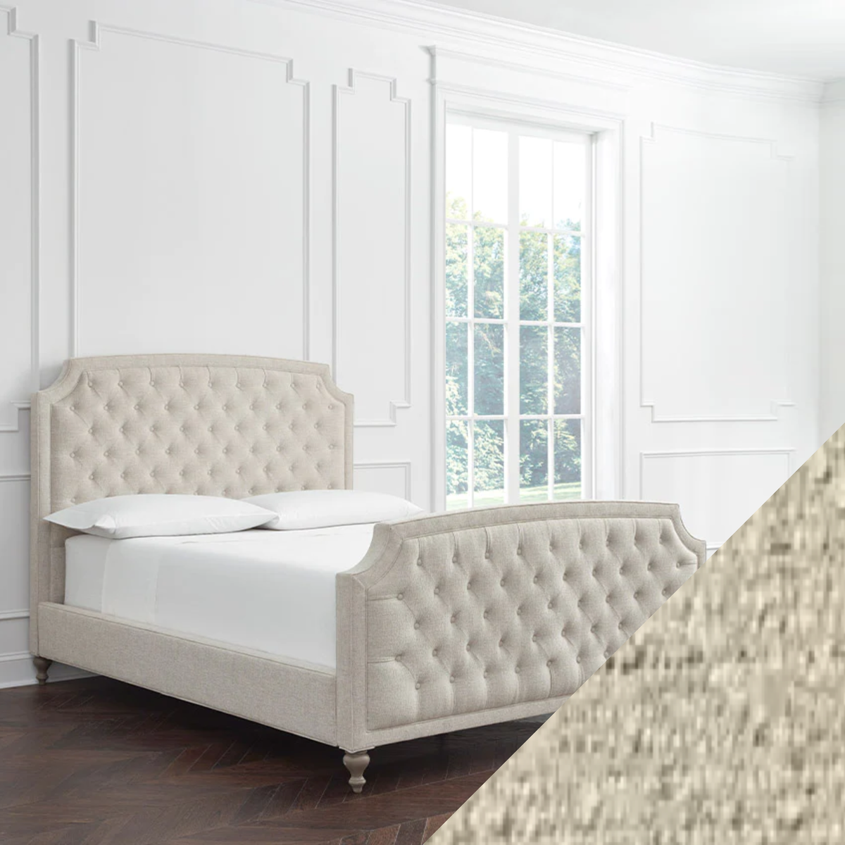 Full Sferra Ashville Upholstered Bed with Linen Swatch