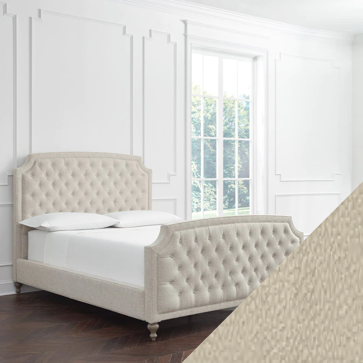 Full Sferra Ashville Upholstered Bed with Natural Swatch