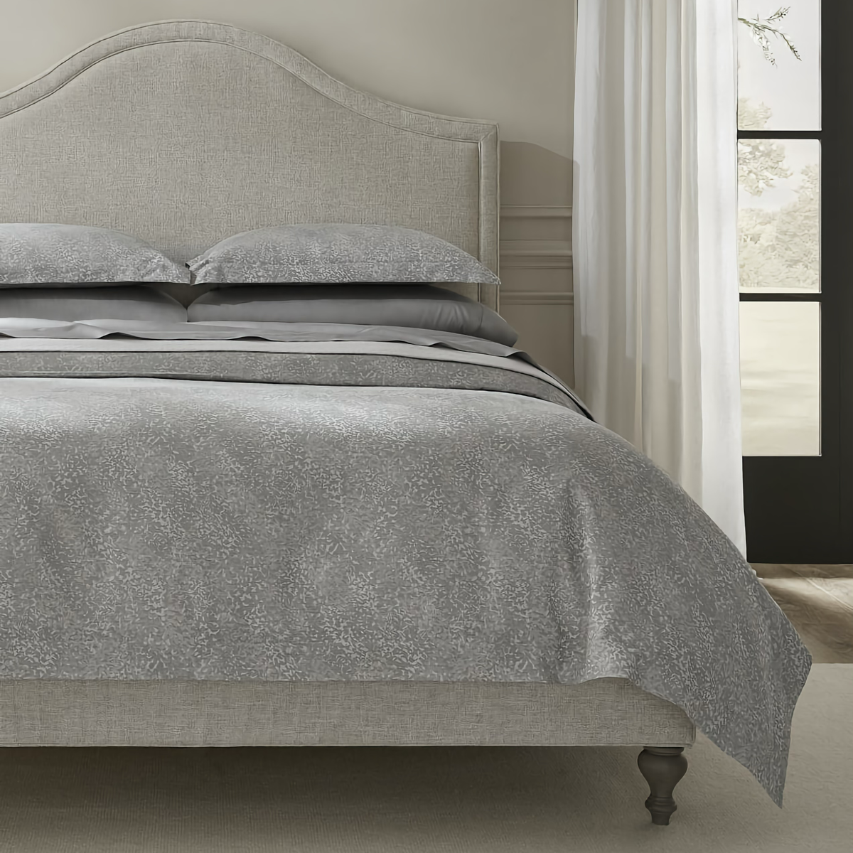 Cornerview of Sferra Bione Bedding in Color Slate with Coordinate