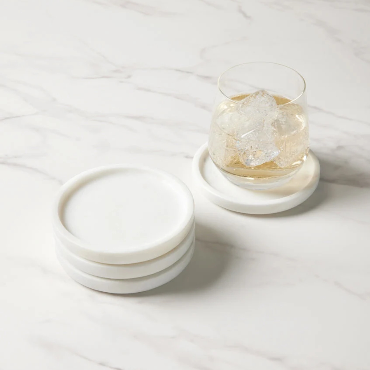 A drink on White Sferra Calanna Coasters