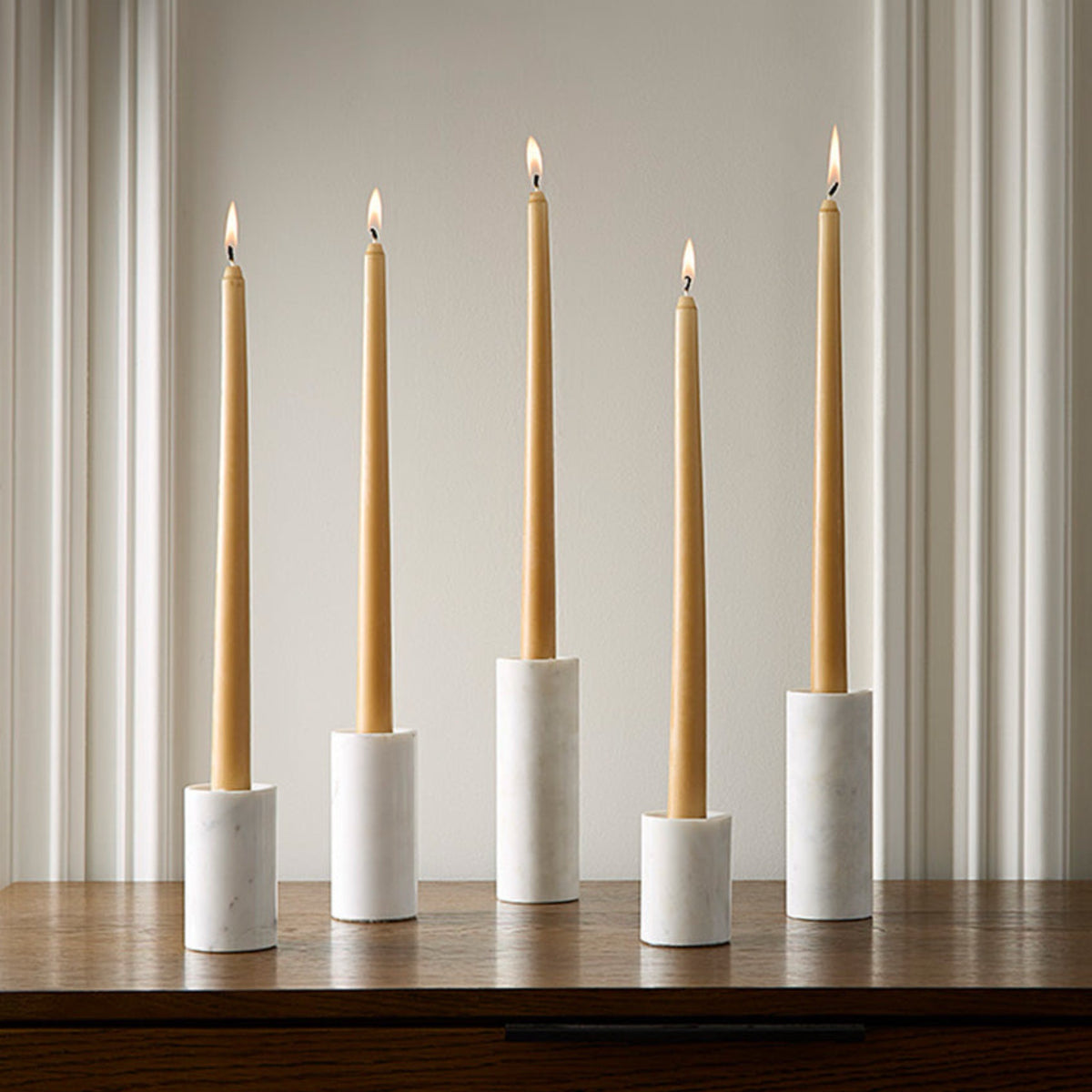 Sferra Candelara Marble Taper Holder Set with Colored Candles