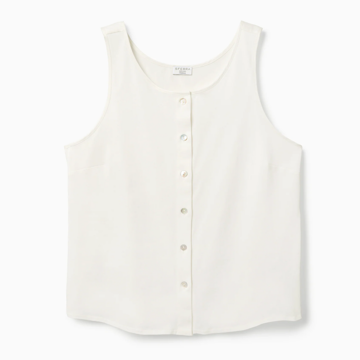 Ivory Sferra Caricia Buttoned Tank Top against a white background