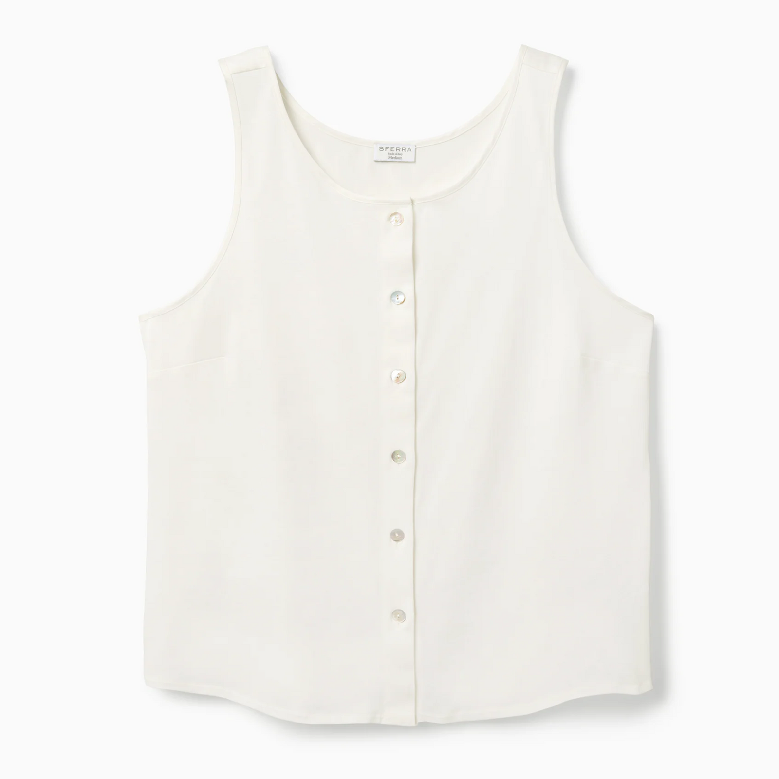 Ivory Sferra Caricia Buttoned Tank Top against a white background