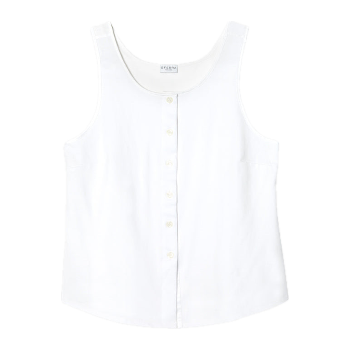 White Sferra Caricia Buttoned Tank Top against a white background