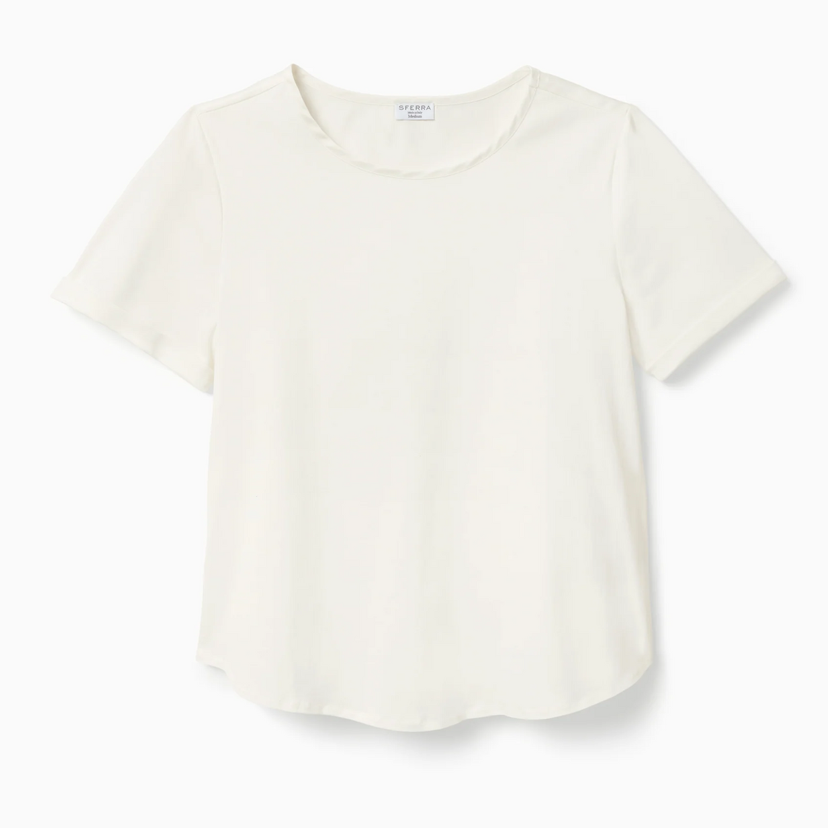 Ivory Sferra Caricia Short Sleeve Top against white background