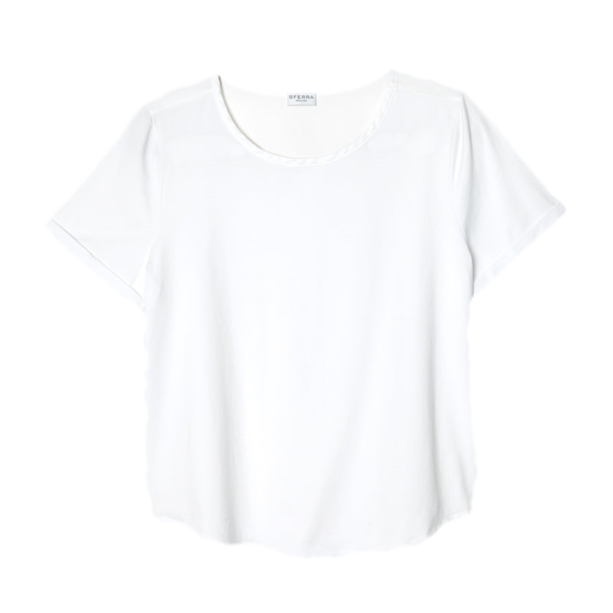 White Sferra Caricia Short Sleeve Top against white background