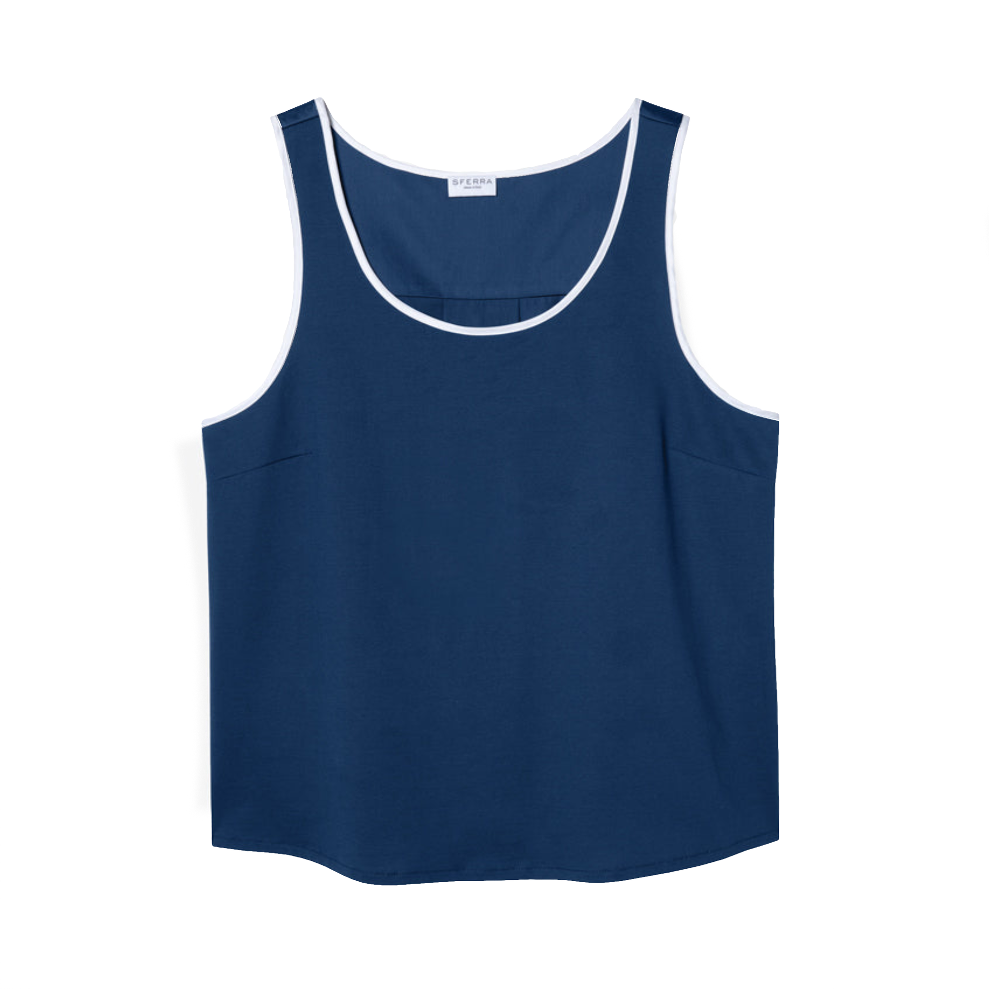 Navy Sferra Caricia Swing Tank Top against a white background