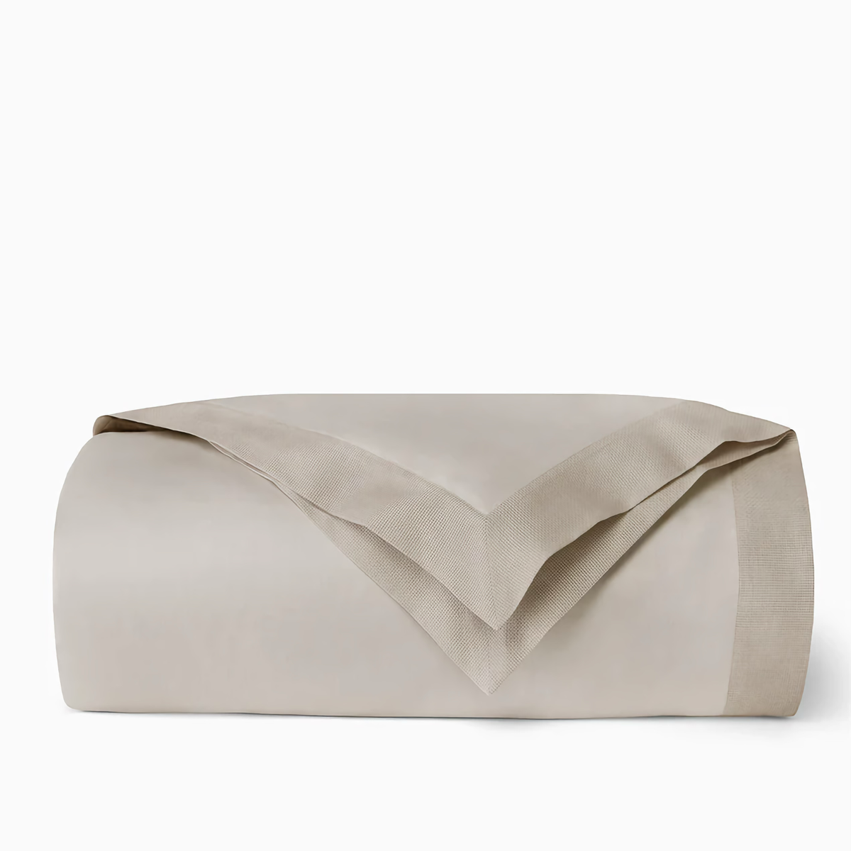 Folded Duvet Cover of Sferra Carlotta Bedding in Color Taupe