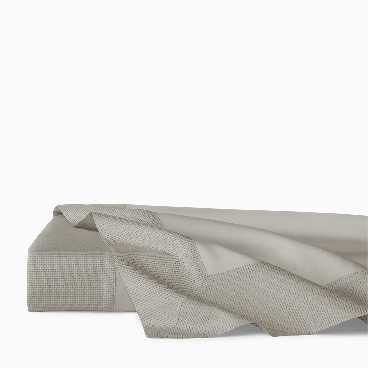 Folded Flat Sheet of Sferra Carlotta Bedding in Color Grey