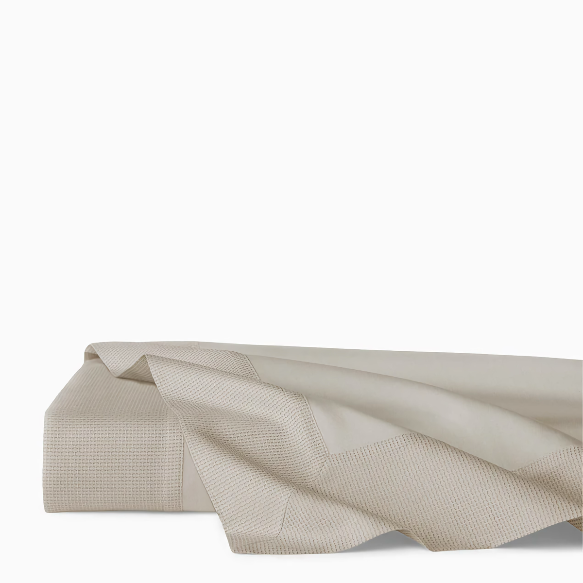 Folded Flat Sheet of Sferra Carlotta Bedding in Color Taupe