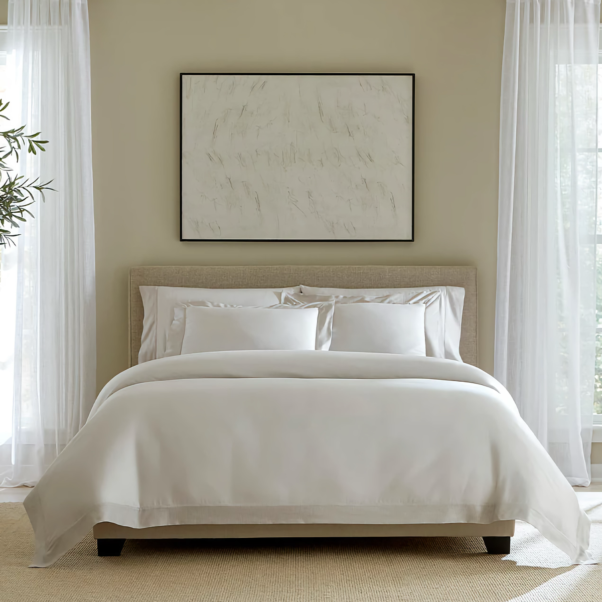 Front View of Full Bed in Sferra Carlotta Bedding in Color Grey