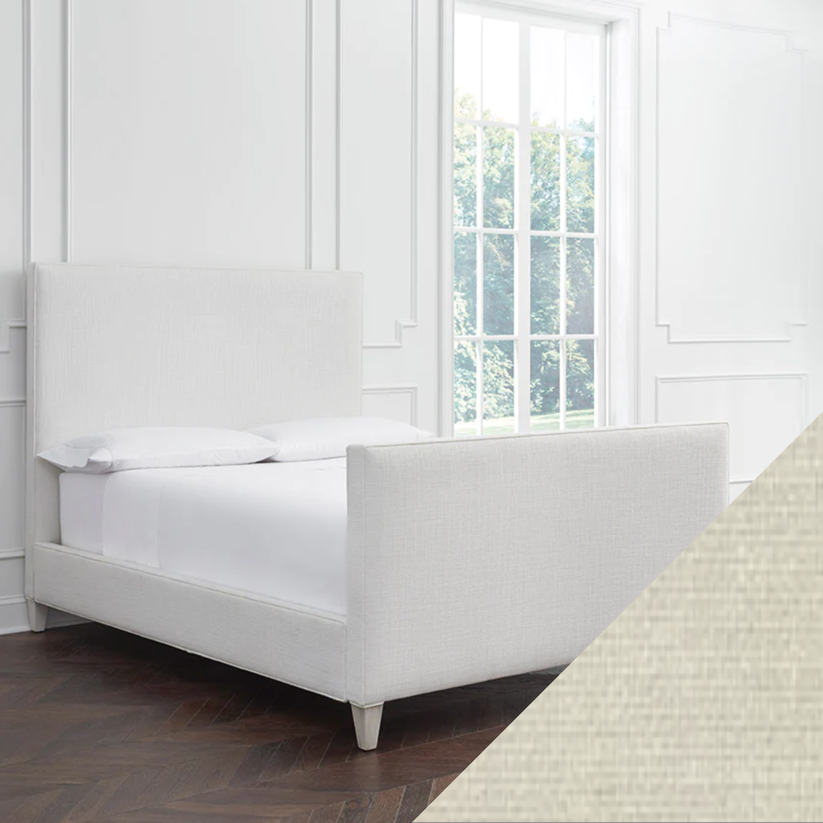 Full Sferra Carolina Upholstered Bed with Ivory Swatch