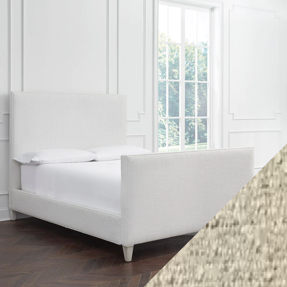 Full Sferra Carolina Upholstered Bed with Linen Swatch