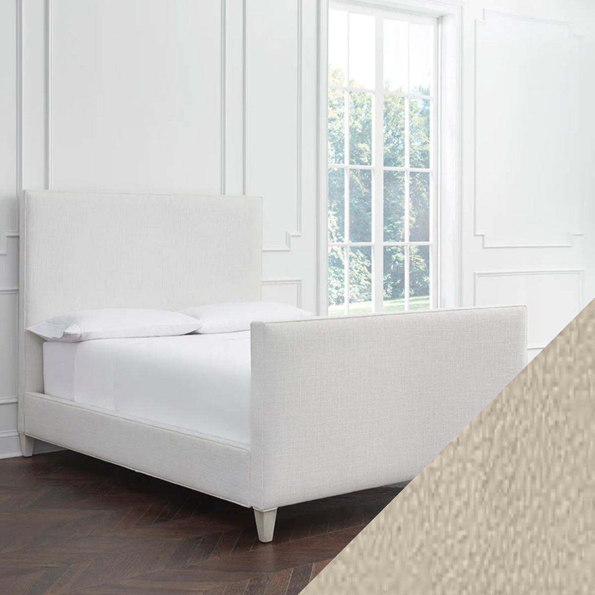 Full Sferra Carolina Upholstered Bed with Natural Swatch