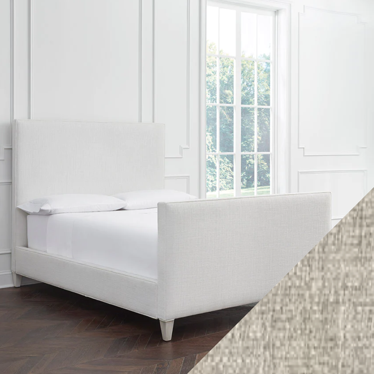 Full Sferra Carolina Upholstered Bed with Sands Swatch