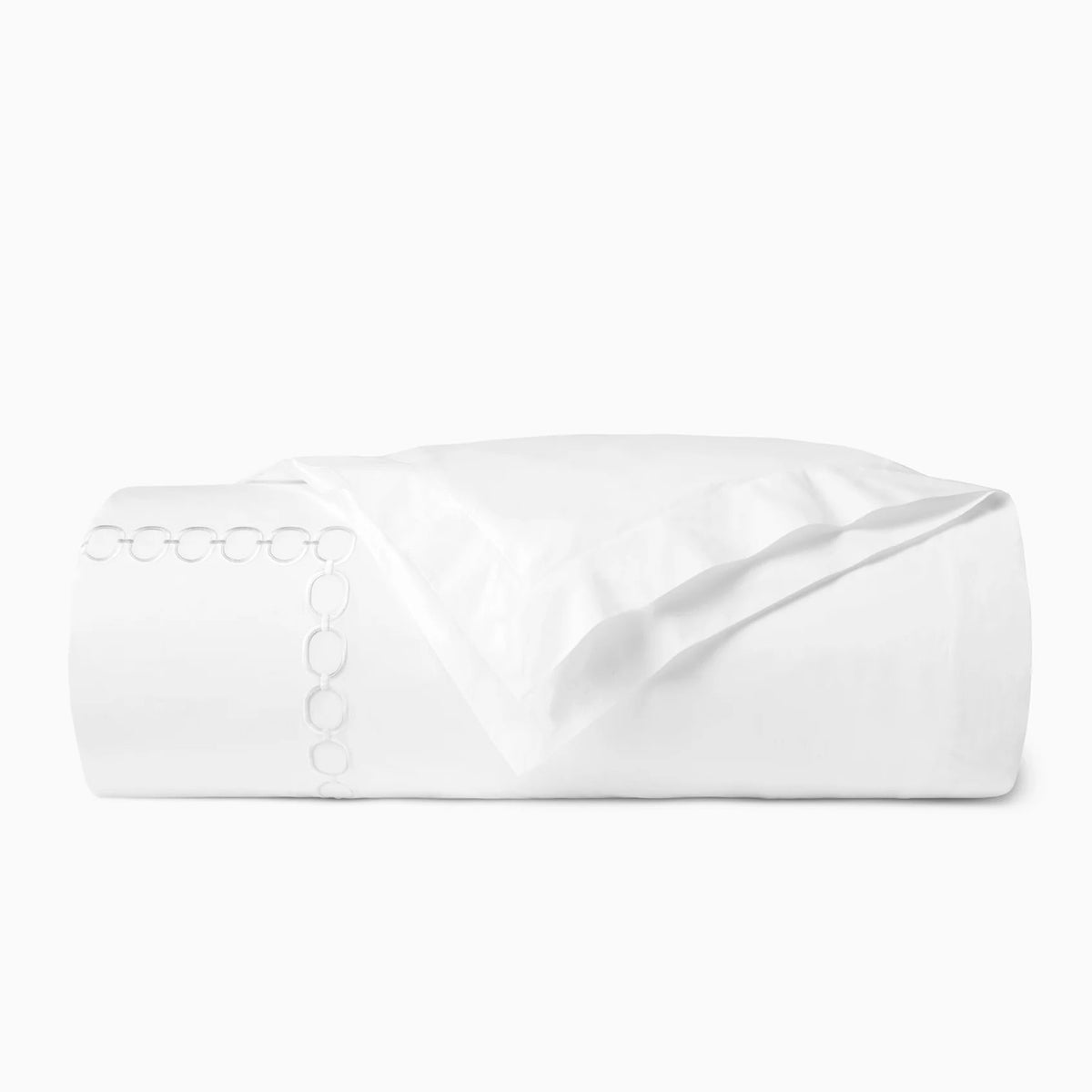 Folded Duvet Cover of Sferra Catena Bedding in Color White/Lunar