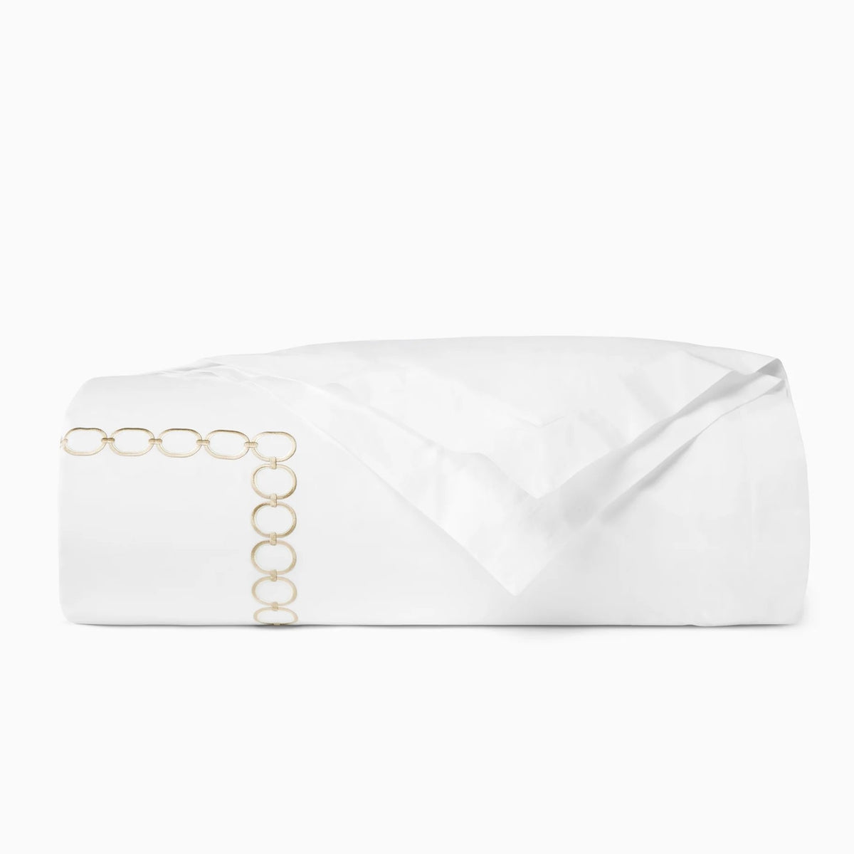 Folded Duvet Cover of Sferra Catena Bedding in Color White/Sand