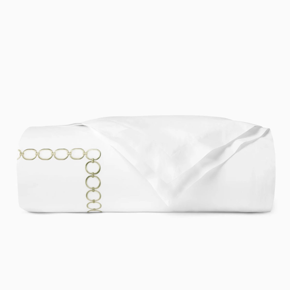 Folded Duvet Cover of Sferra Catena Bedding in Color White/Willow