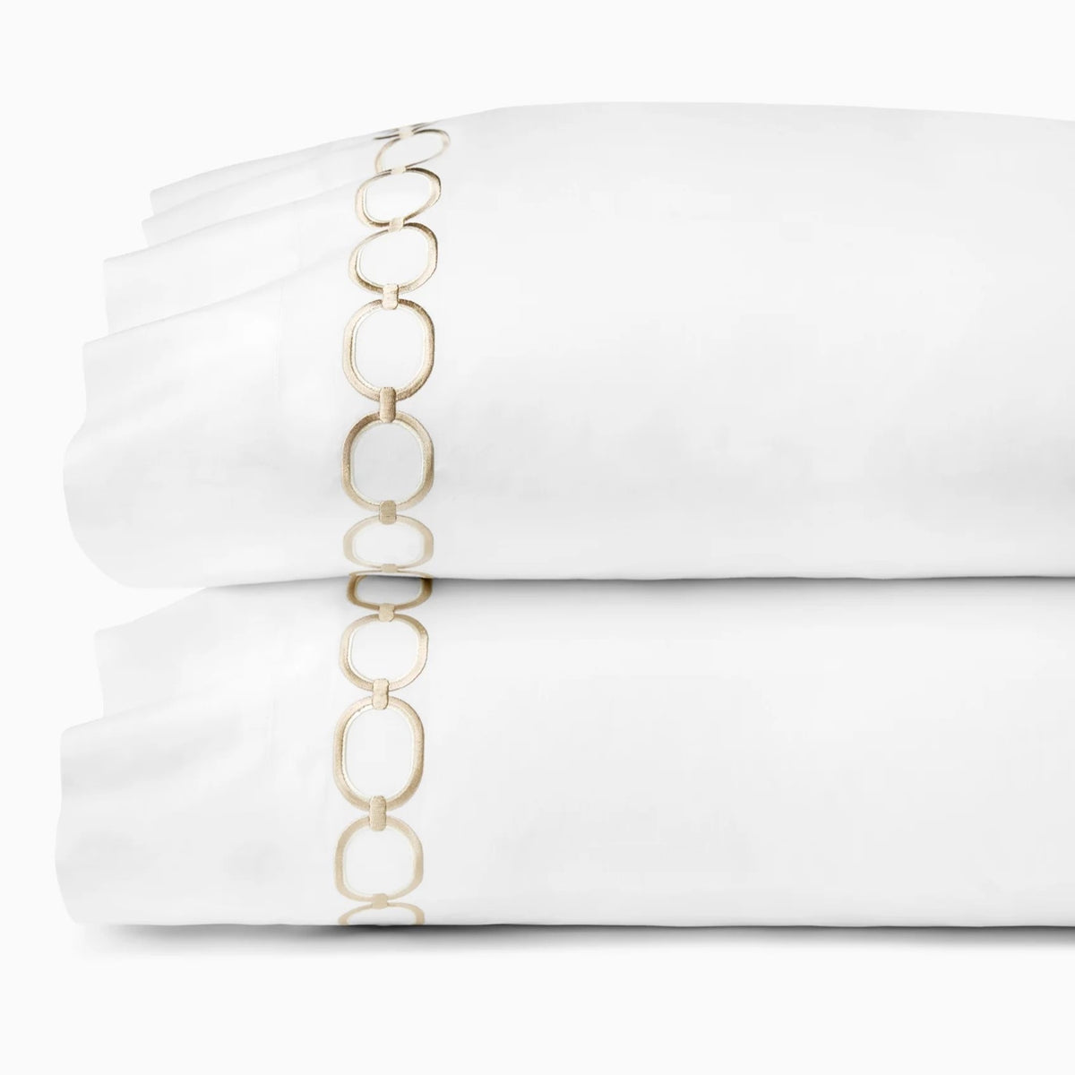 Pair of Pillowcase of Sferra Catena Bedding in Color White/Sand