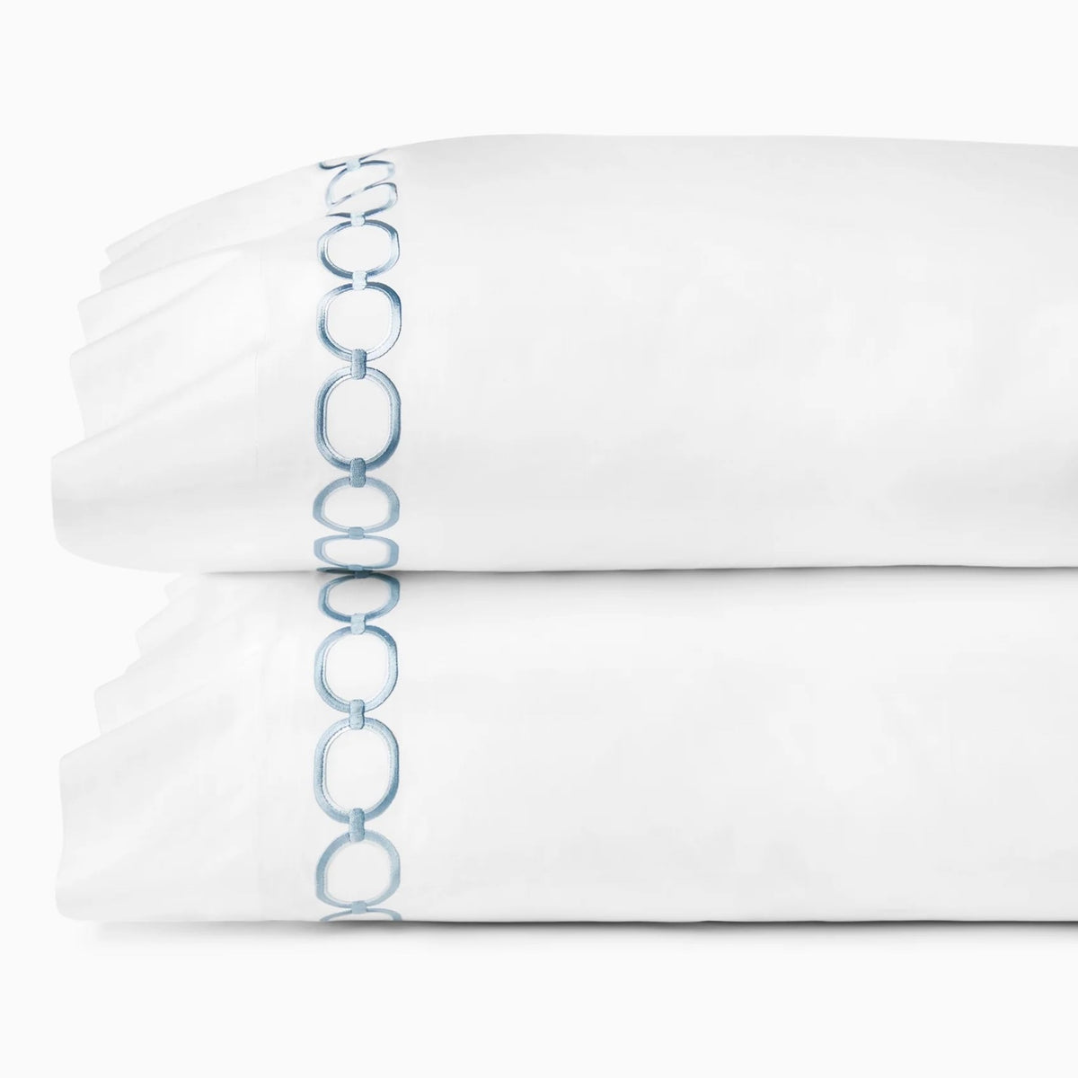 Pair of Pillowcase of Sferra Catena Bedding in Color White/Sea