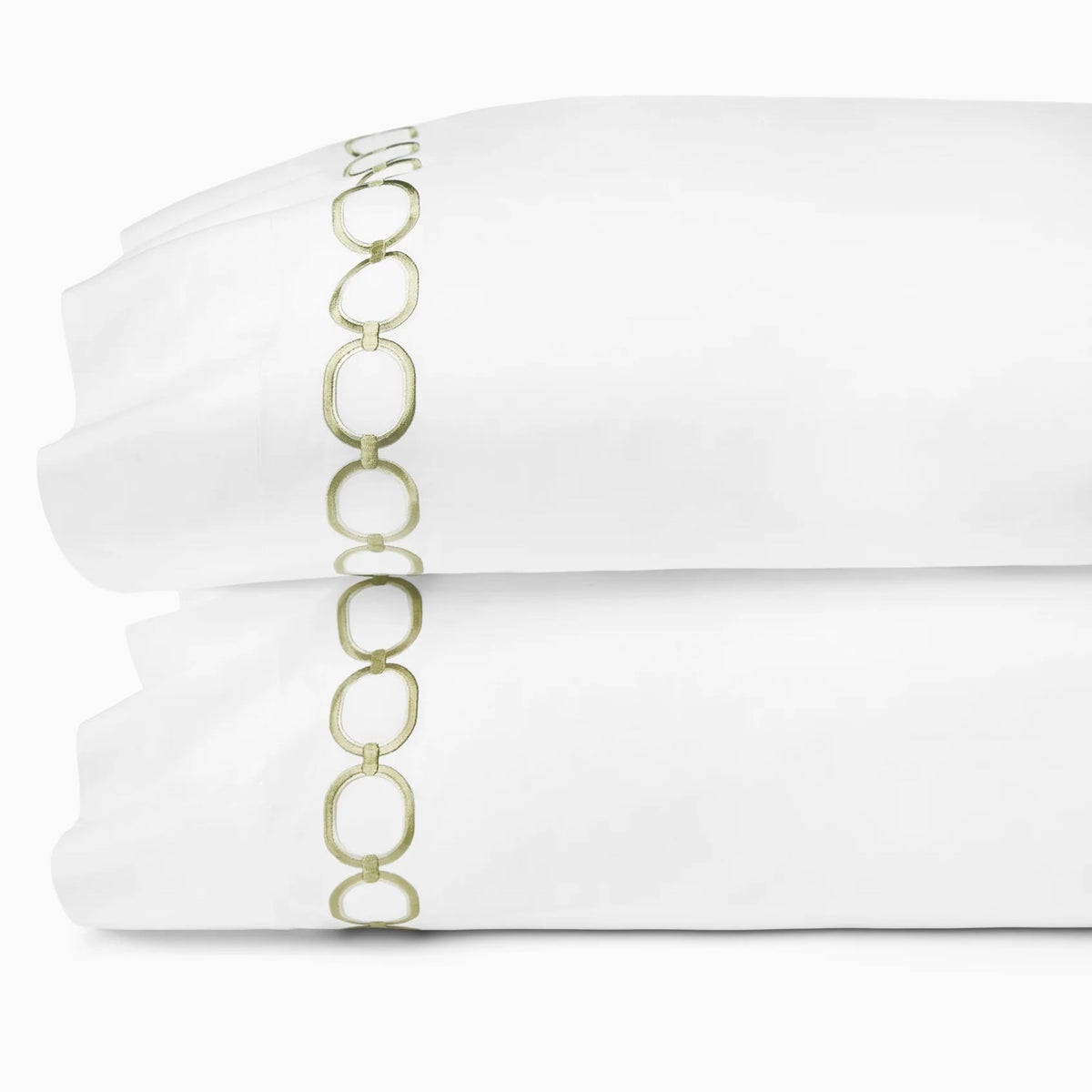Pair of Pillowcase of Sferra Catena Bedding in Color White/Willow