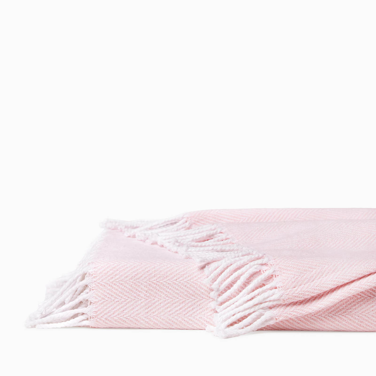Folded Sferra Celine Throw Blanket in White and Carnation