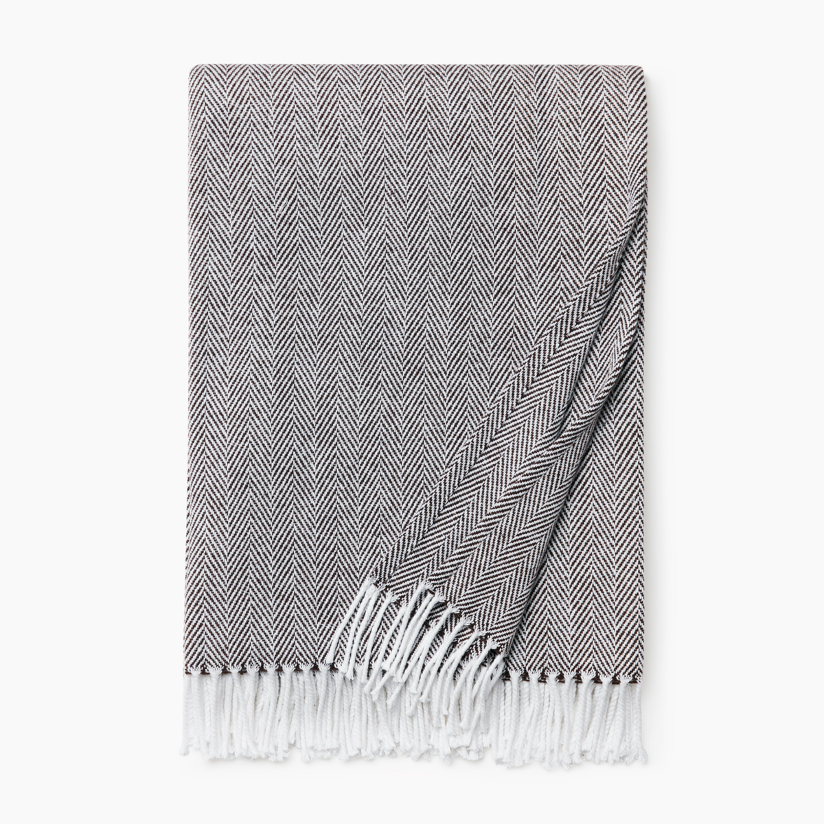 Folded Sferra Celine Throw Blanket in White and Mocha colors