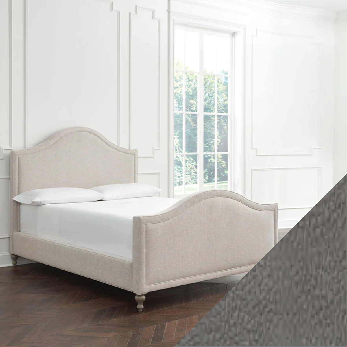 Full Sferra Charlotte Upholstered Bed with Ash Swatch