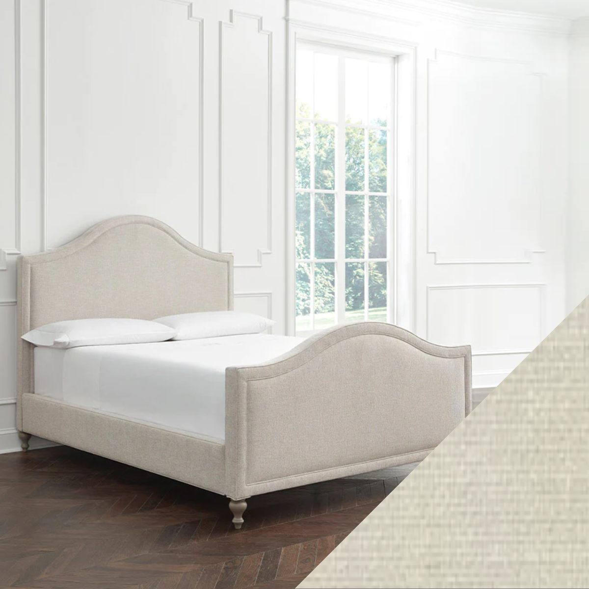 Full Sferra Charlotte Upholstered Bed with Ivory Swatch