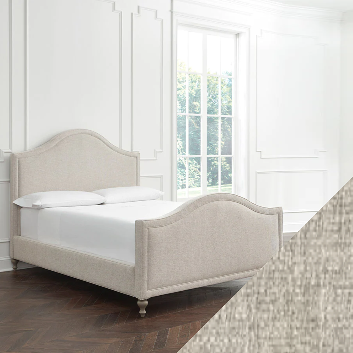 Full Sferra Charlotte Upholstered Bed with Sands Swatch
