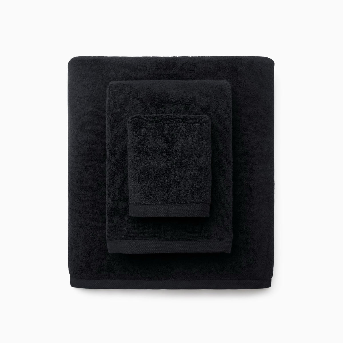 Stack of Sferra Cielo Bath Towels in Black