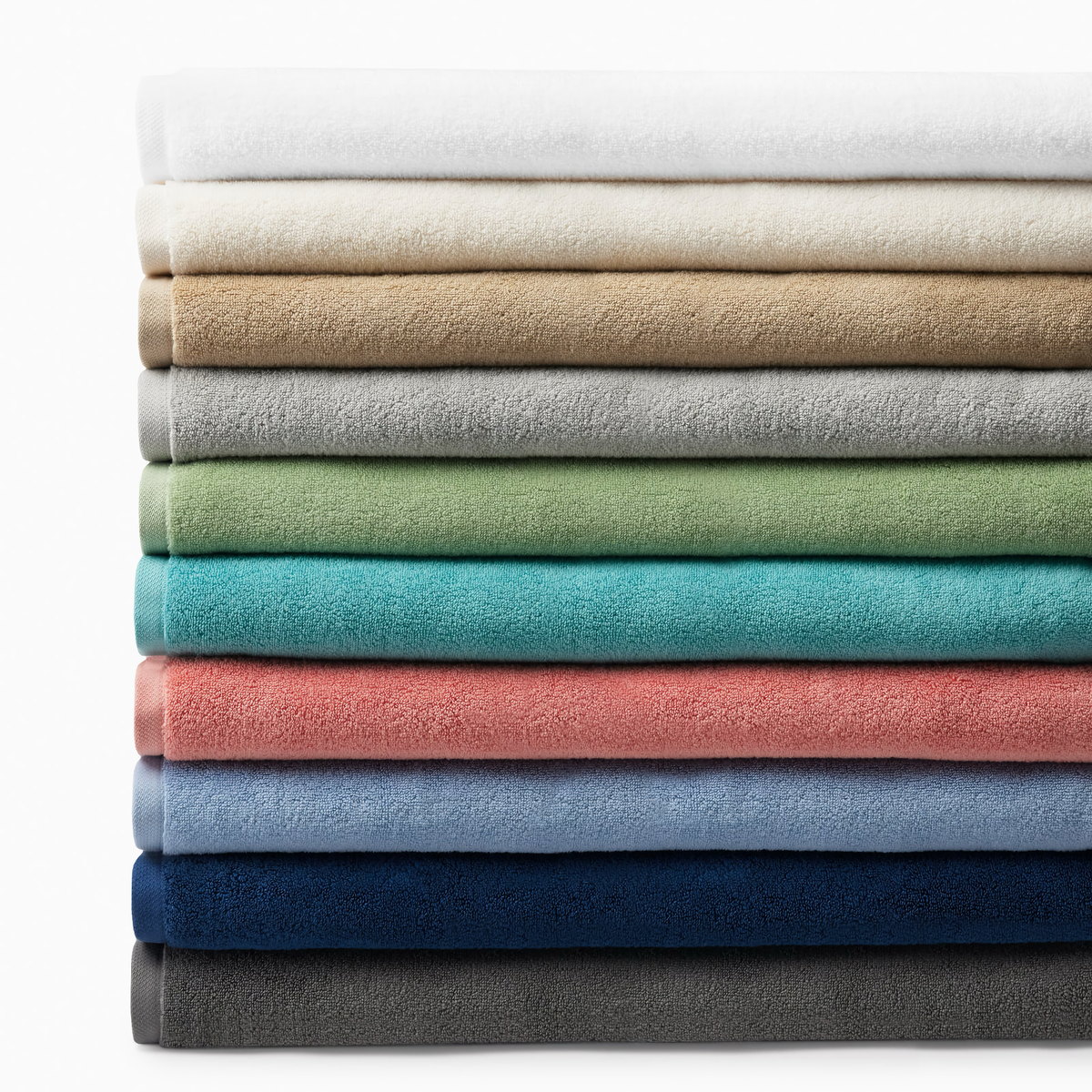 Stack of Sferra Cielo Bath Towels in Different Colors