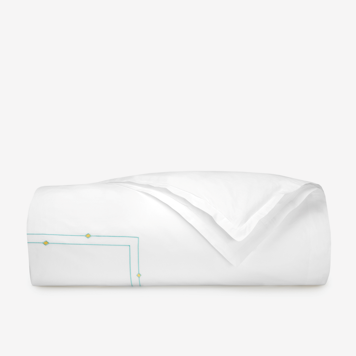 Duvet Sheet of Sferra Diamantini Bedding in White/Aqua Color