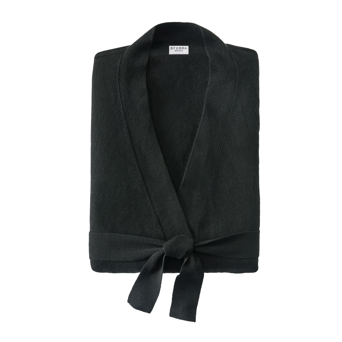 Folded View of Sferra Donna Cashmere Robe in Black Color