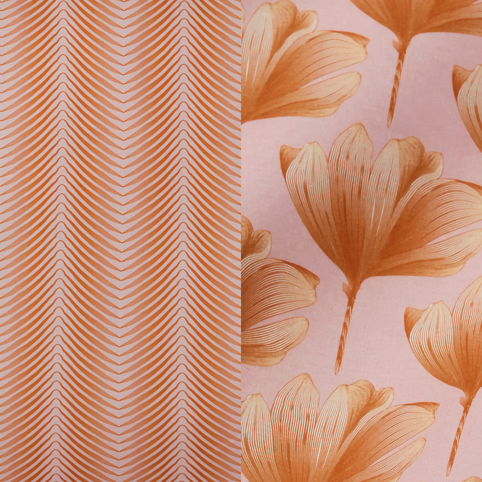 Bed in Pink and Orange Sferra Edna Duvet Cover and Shams Collection