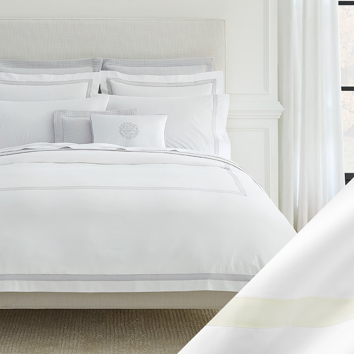 Sferra Estate Bedding with White and Ivory Swatch
