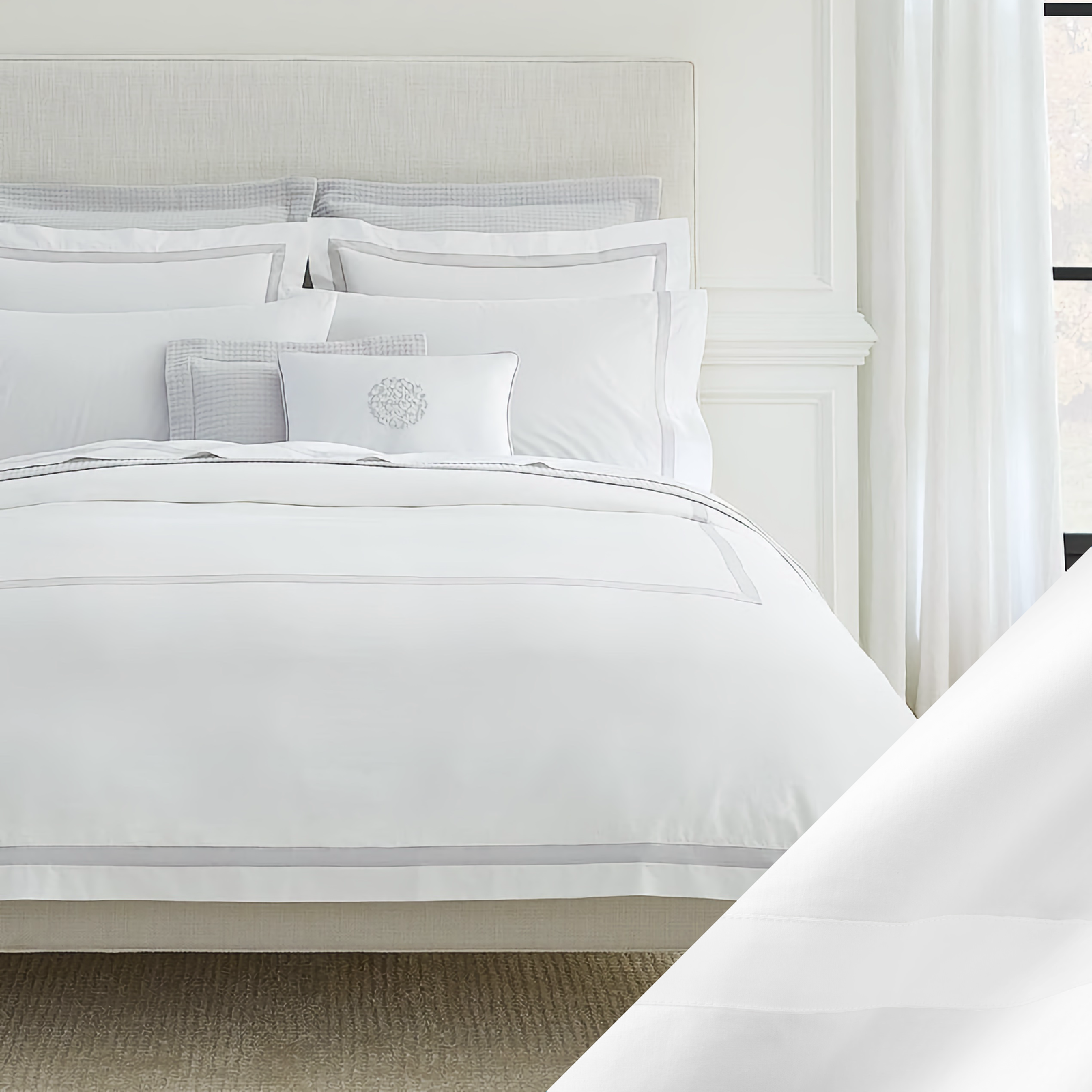 Sferra Estate Bedding with White and White Swatch