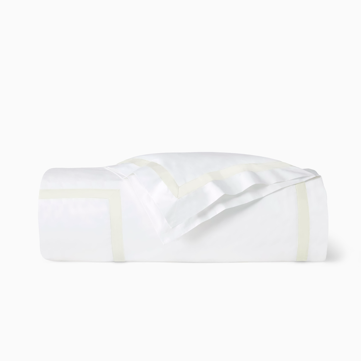 Folded Duvet Cover of Sferra Estate Bedding in White and Ivory