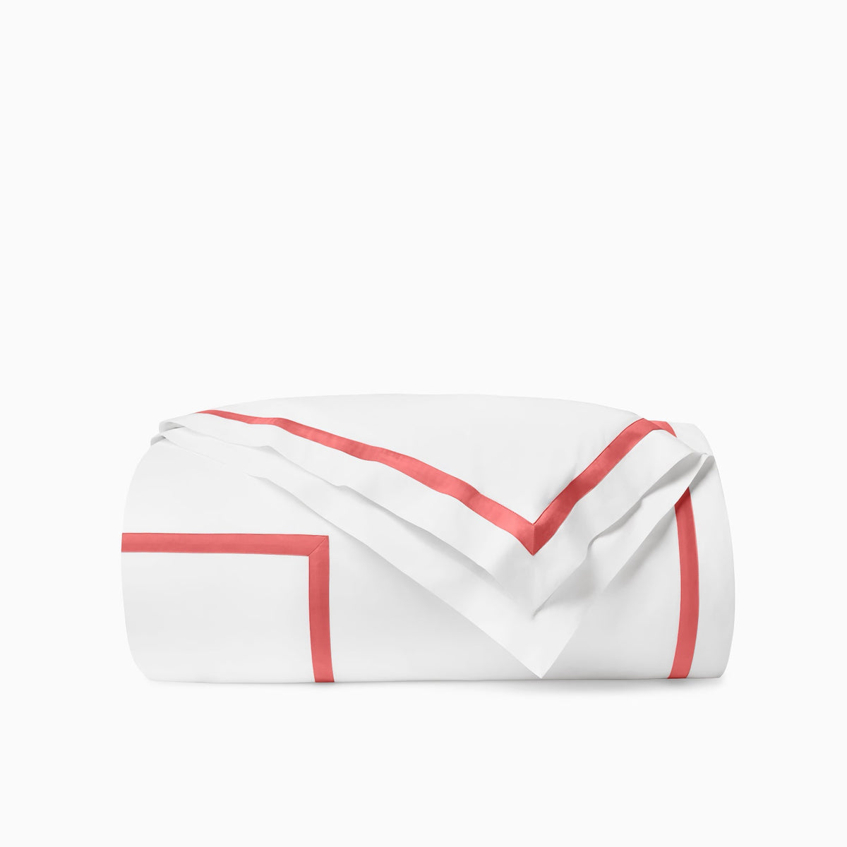 Folded Duvet Cover of Sferra Estate Bedding in White and Persimmon color