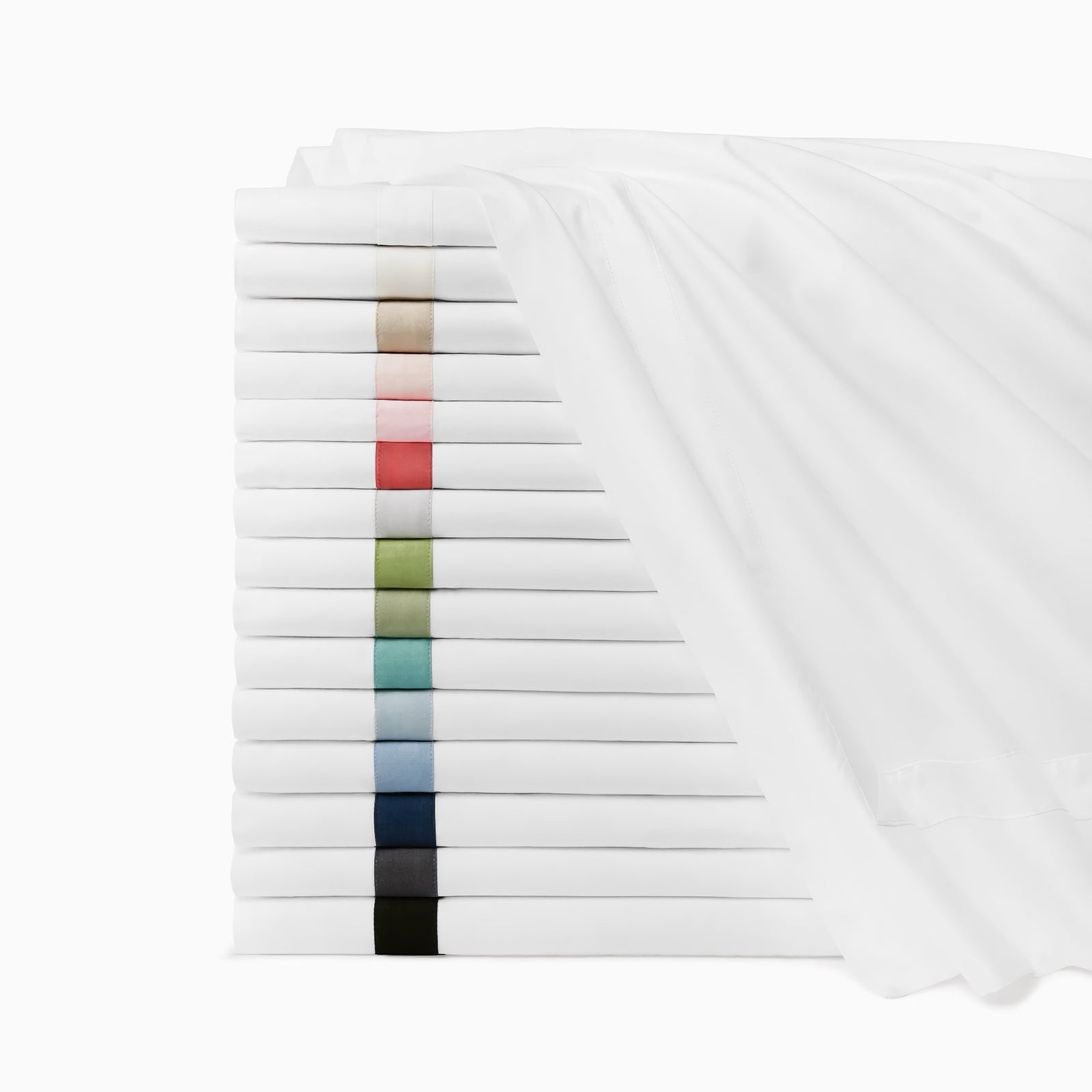 Stack of Sferra Estate Bedding Fine Linen in Fall 2025 colors