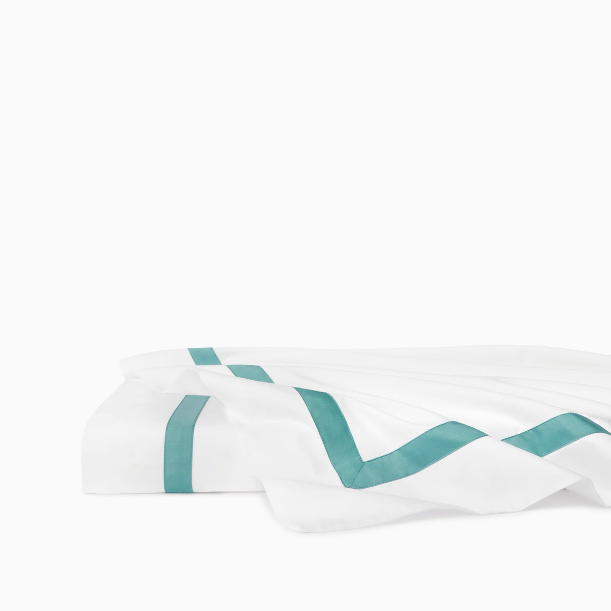 Flat Sheet of Sferra Estate Bedding in White and Aqua color