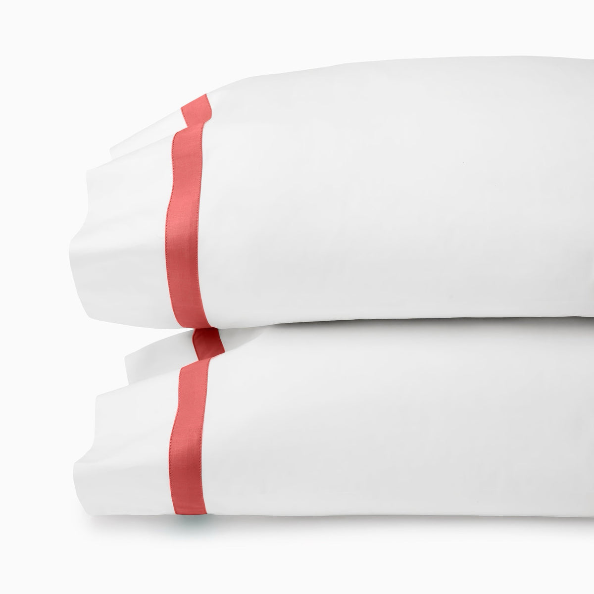 Pillowcases of Sferra Estate Bedding in White and Persimmon color